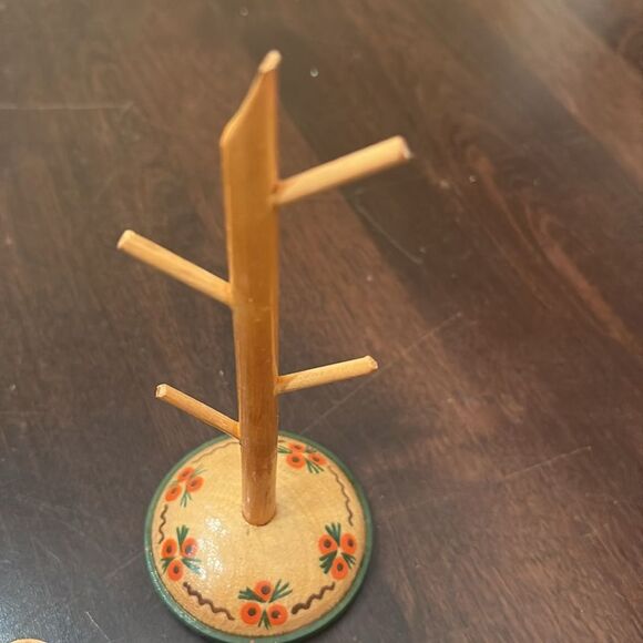 Handcrafted mini Wooden Mug Display with Colorful Accents - Picture 5 of 6